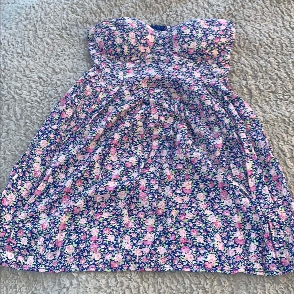 Mini Blue Flowered Spring Dress